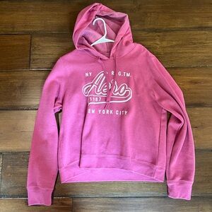 Aeropostale Pink and White Logo Hoodie